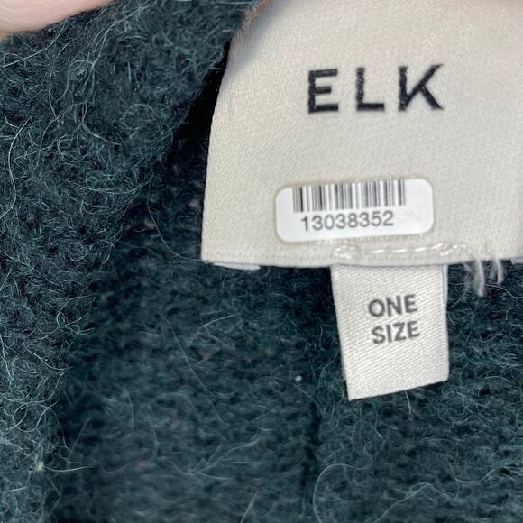 ELK Kulture Wrap Blockknit Poncho Green Light Blue Colorblock Wool Alpaca Blend - Picture 9 of 12